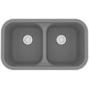 32" Seamless Undermount Double Equal Bowl Quartz Kitchen Sink in Grey