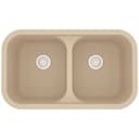 32" Seamless Undermount Double Equal Bowl Quartz Kitchen Sink in Bisque