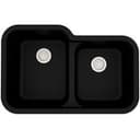 32" Seamless Undermount Large/Small Bowl Quartz Kitchen Sink in Black