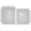 32" Seamless Undermount Large/Small Bowl Quartz Kitchen Sink in White