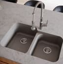 32" Seamless Undermount Large/Small Bowl Quartz Kitchen Sink in Grey