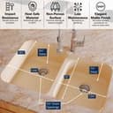 32" Seamless Undermount Large/Small Bowl Quartz Kitchen Sink in Bisque