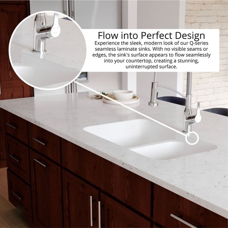 32" Seamless Undermount Large/Small Bowl Quartz Kitchen Sink in White