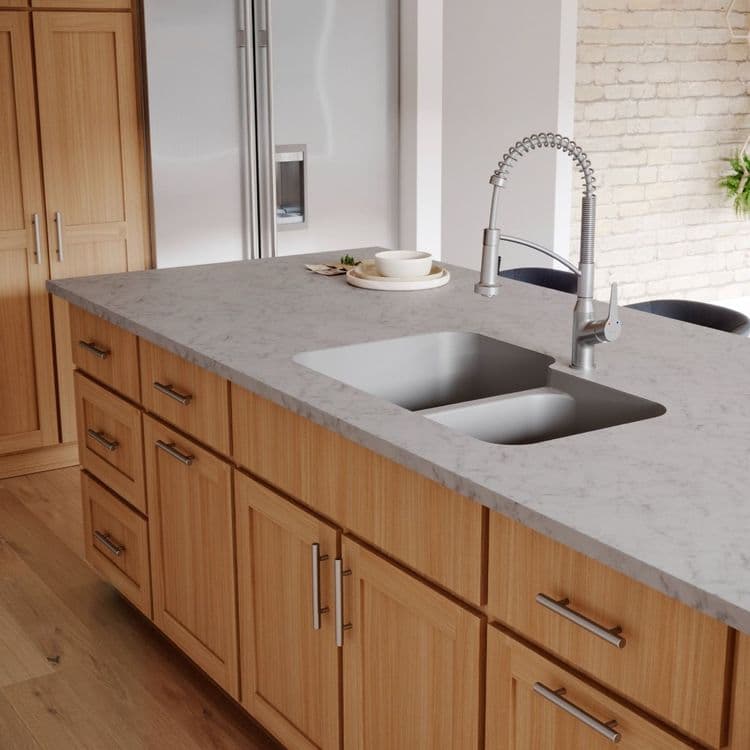 32" Seamless Undermount Large/Small Bowl Quartz Kitchen Sink in Grey