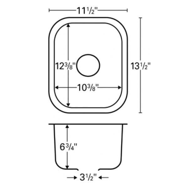12" Undermount Stainless Steel Bar/Prep Sink
